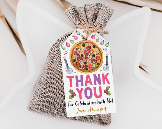 Pizza Birthday Favor Tags Editable Template