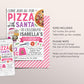 Pizza With Santa Invitation Editable Template, Girl Christmas Pizza and Pajamas Invite, Holiday Kids Dinner Movie Sleepover Party Evite