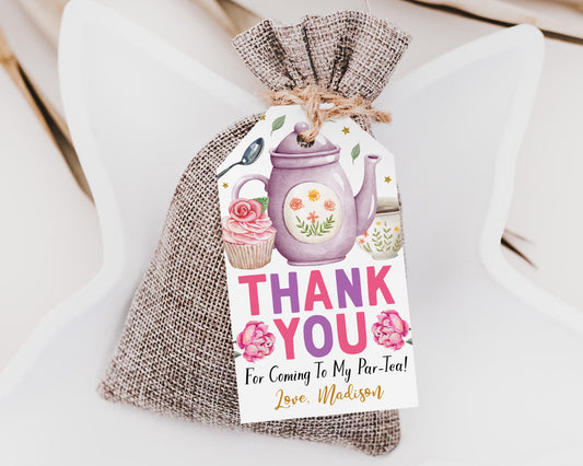 Tea Party Favor Tags Editable Template