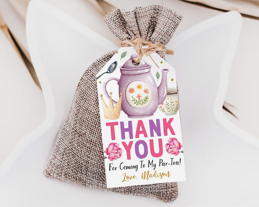 Princess Tea Party Favor Tags Editable Template