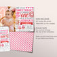 Sweetheart First Birthday Invitation With Photo Editable Template, Valentines Day Pink Hearts Party Invite, Valentine Our Little Sweetheart