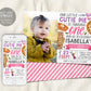 Cutie Pie First Birthday Invitation With Photo Editable Template