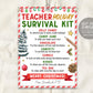 Holiday Teacher Survival Kit Tag Editable Template