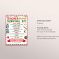 Holiday Teacher Survival Kit Tag Editable Template, Teacher's Christmas Survival Kit, School Staff Appreciation Candy Gift Tags Treat Pack