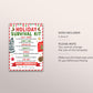 Holiday Survival Kit Tag Editable Template, Christmas Stocking Stuffer Treat Card, Thank You Appreciation Treats Candy Gift Xmas Party Favor