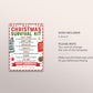 Christmas Survival Kit Tag Editable Template, Holiday Stocking Stuffer Treat Card, Thank You Appreciation Treats Candy Gift Xmas Party Favor