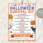 Halloween Survival Kit Tag Editable Template