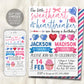 Valentines Day Joint Siblings Birthday Invitation Editable Template