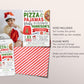 Christmas Pizza And Pajama Birthday Invitation With Photo Editable Template, Holiday Slumber Party Invite, Sleepover Party Evite PJs Santa