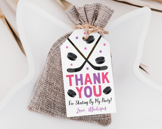 Hockey Birthday Party Favor Tags Editable Template