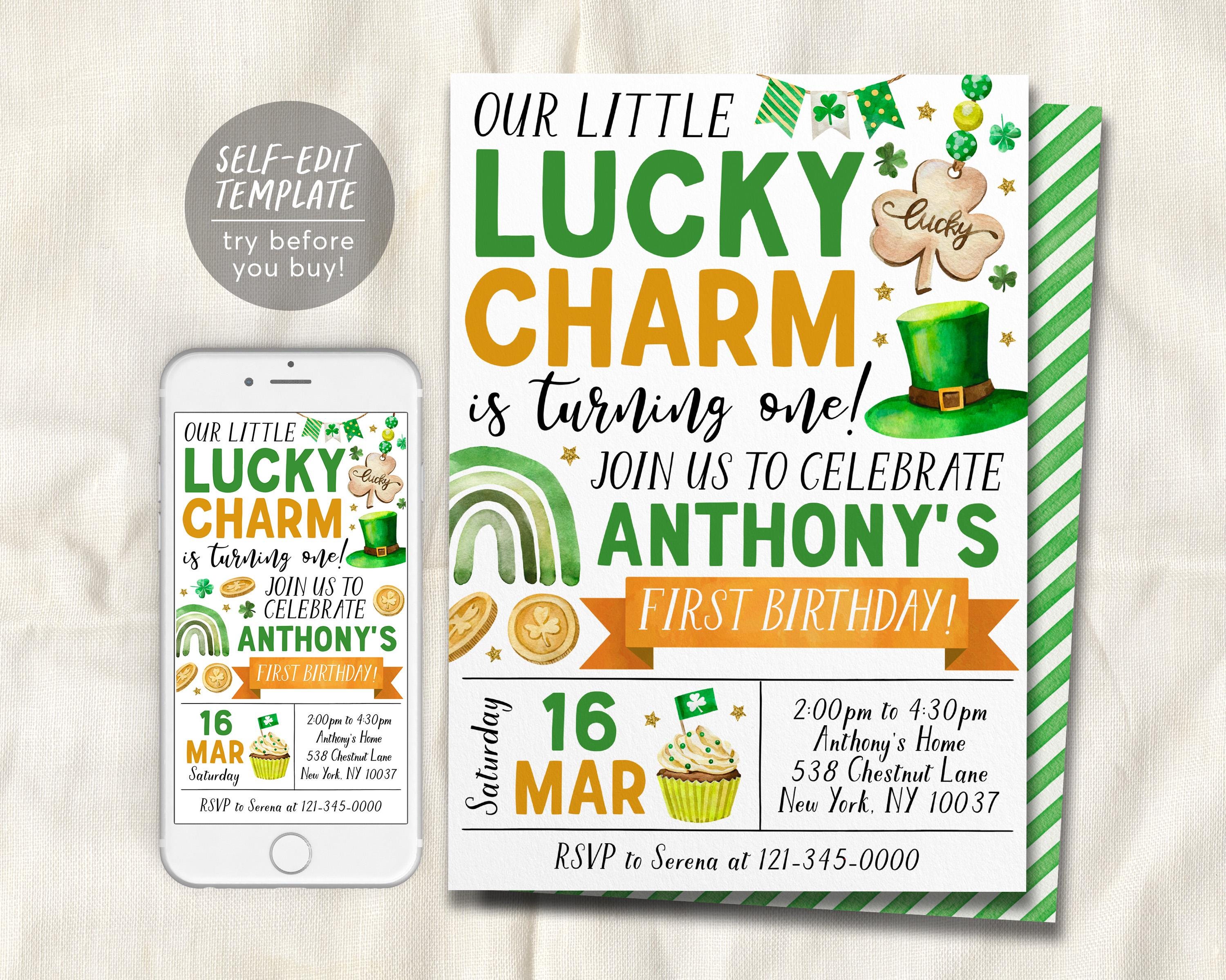 St Patrick Day Birthday Invitation with photo, Lucky hot Charm Invitation, St Patricks Day Party, Personalized DIGITAL Invitation