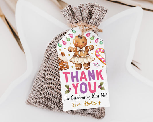 Gingerbread Birthday Party Favor Tags Editable Template