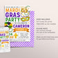 Mardi Gras Birthday Invitation Editable Template, Mardi Gras Fat Tuesday Party Invite, Let The Good Times Roll New Orleans King Cake Evite