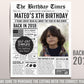 Back in 2018 Birthday Newspaper Editable Template