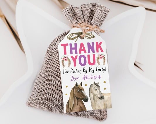 Horse Birthday Party Favor Tags Editable Template