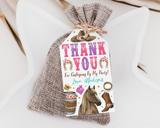 Rodeo Birthday Party Favor Tags Editable Template