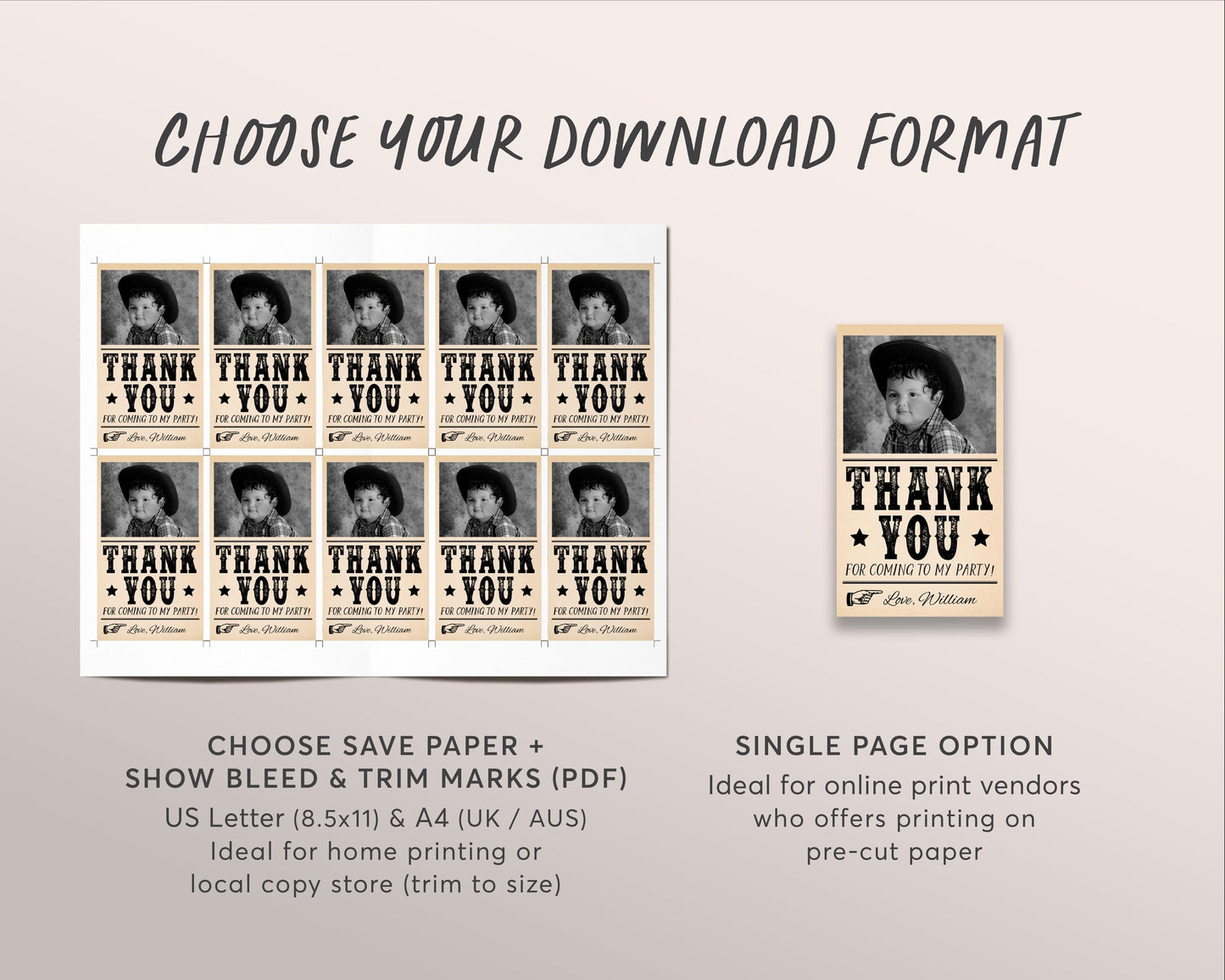 Wanted Birthday Party Favor Tags With Photo Editable Template, Cowboy Cowgirl Western Outlaw Thank You Treat Bag, Vintage Wild West Tag