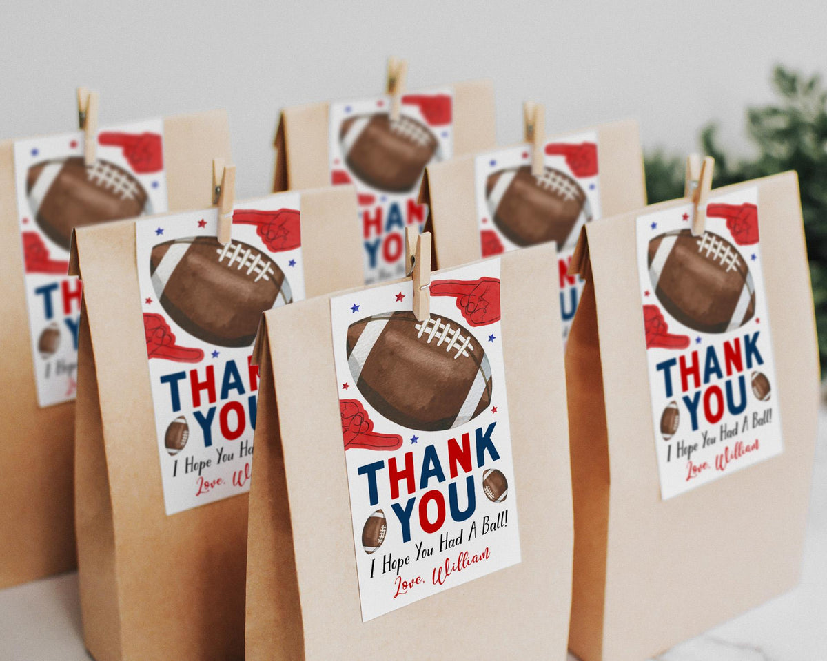 Football Birthday Party Favor Tags Editable Template, Football Theme P ...