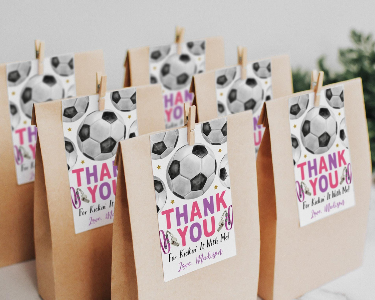 Soccer Birthday Party Favor Tags Editable Template, Girl Pink Soccer T ...