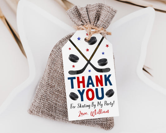 Hockey Birthday Party Favor Tags Editable Template