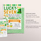 Lucky Seven 7th Birthday Invitation Editable Template, St Patrick's Day Shamrock Seventh Birthday Party Invite, Lucky 7 Our Lucky Charm