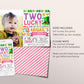 Two Lucky Second Birthday Invitation With Photo Editable Template, Girl Pink St Patrick's Day Shamrock 2nd Birthday Party Invite Evite