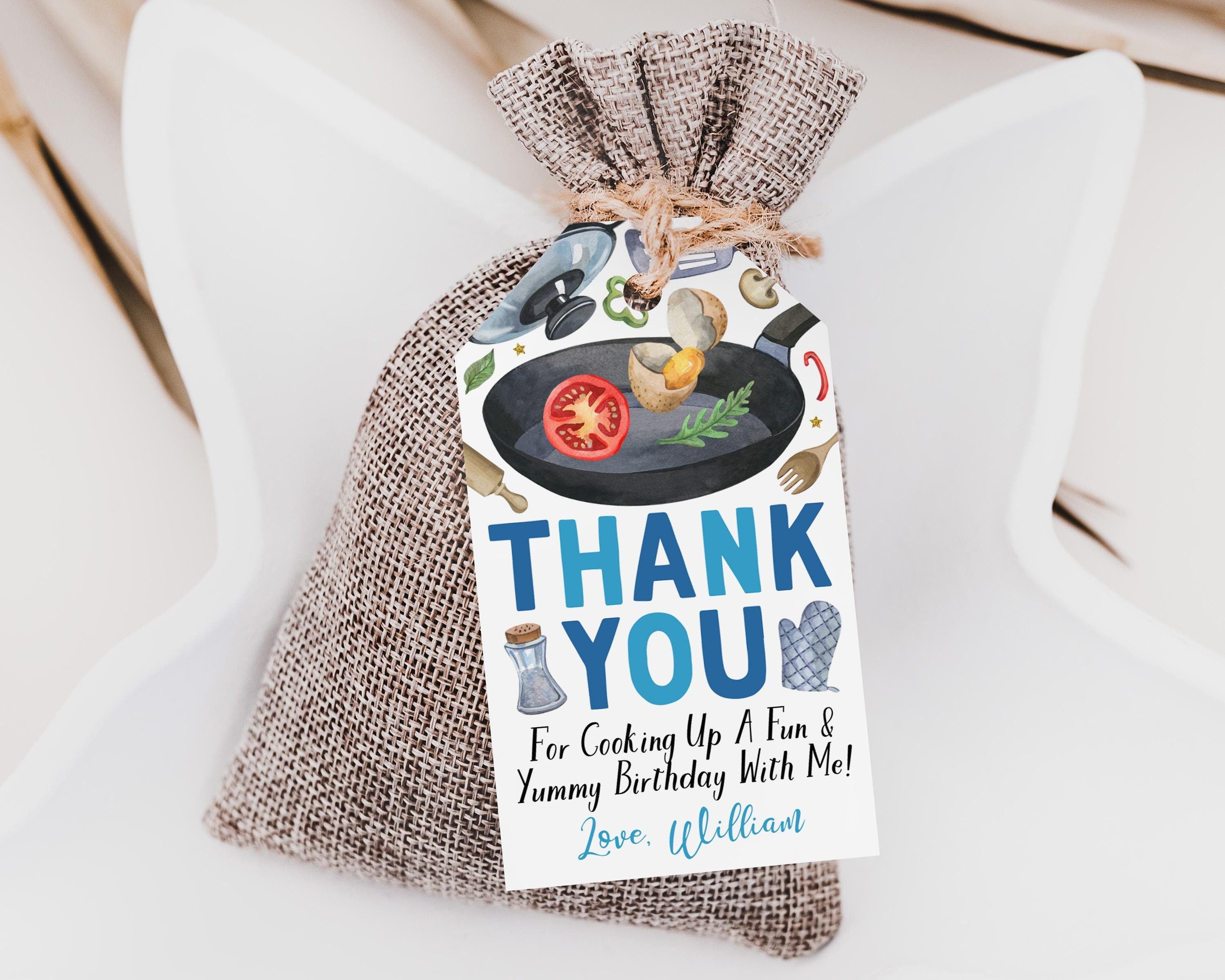 Cooking Birthday Party Favor Tags Editable Template, Boy Little Chef C ...