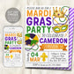 Mardi Gras Birthday Invitation Editable Template