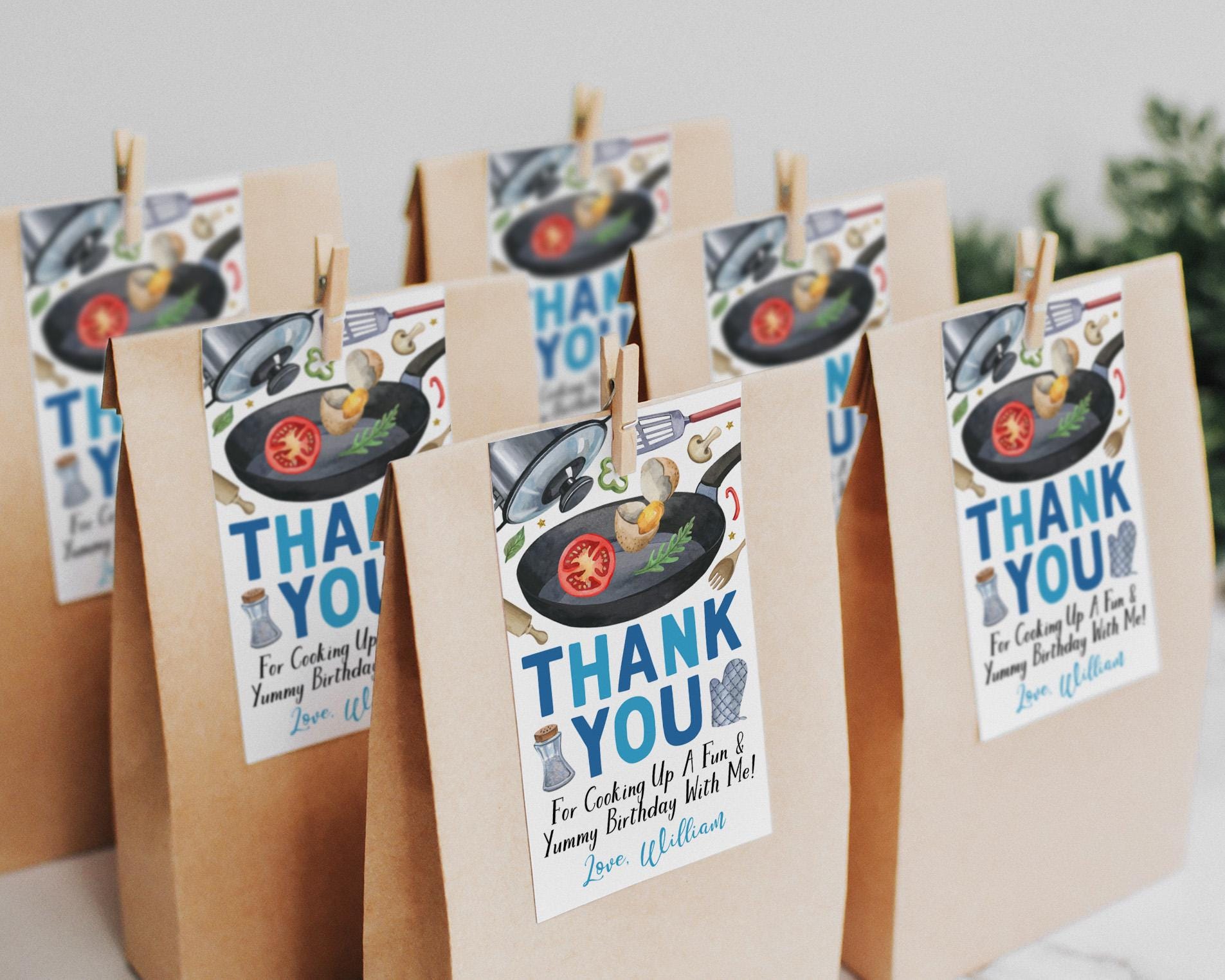 Cooking Birthday Party Favor Tags Editable Template, Boy Little Chef C ...