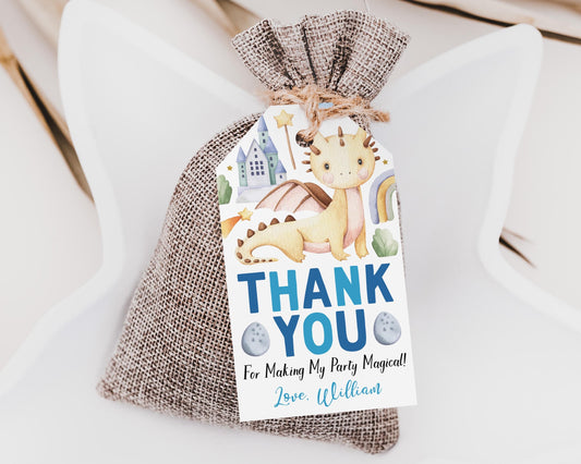Dragon Birthday Party Favor Tags Editable Template