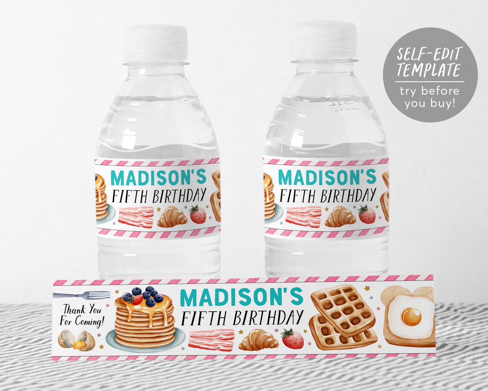 Rise and Shine Water Bottle Labels Editable Template