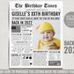 Back in 2022 Birthday Newspaper Editable Template,  1 2 3 Years Ago, 1st 2nd 3rd Birthday Sign Decorations Decor for Men or Women