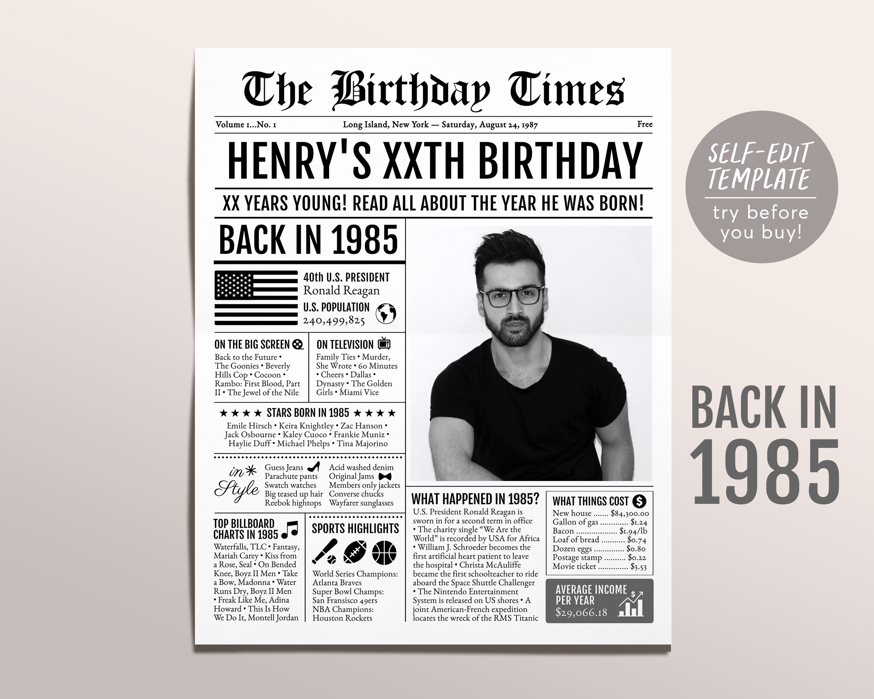 Back in 1952 - 70th Birthday Newspaper Printable - The Nostalgic Times – 10  Posters