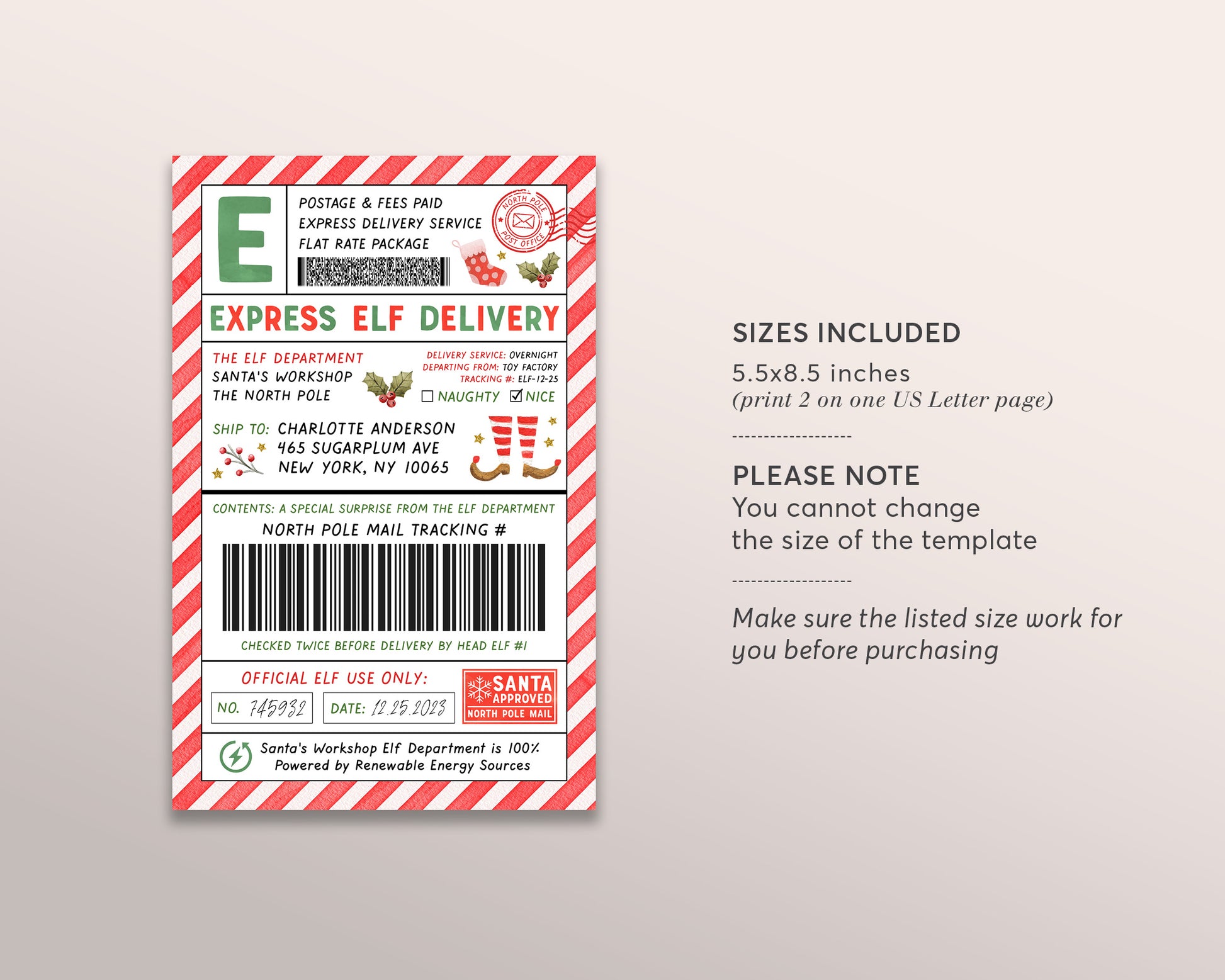 elf-mail-shipping-labels-north-pole-large-gift-tag-editable-template-puff-paper-co for Free Printable Elf Shipping Label Elf Mail Shipping Labels North Pole Large Gift Tag Editable Template, – Puff Paper Co for Free Printable Elf Shipping Label
