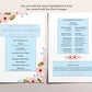 Blush Floral Wedding Program Template, Boho Modern Wedding Reception Program, Spring Garden Wedding, Editable Template, Botanical Greenery