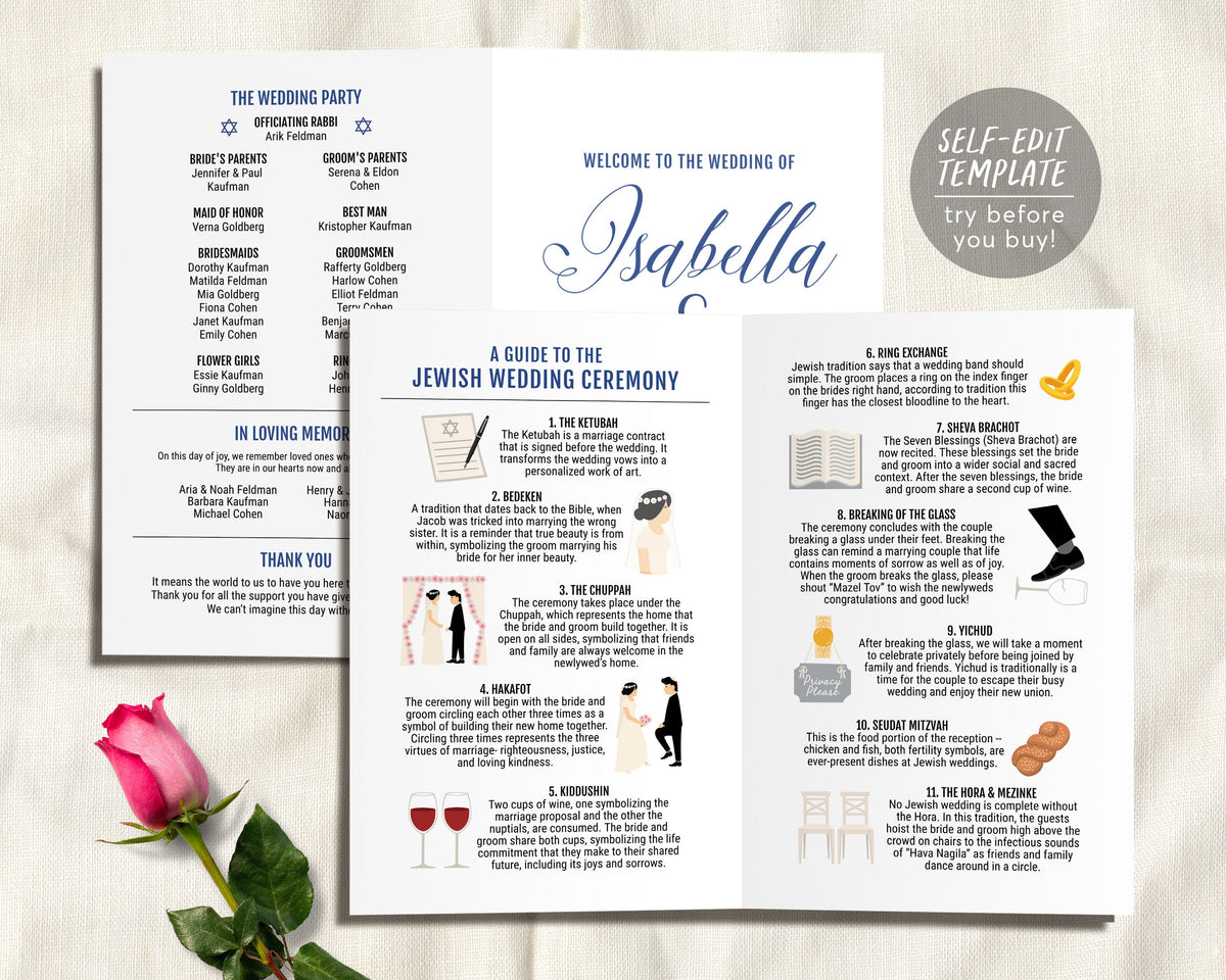 Beva Marriage Program Jewish Wedding Ceremony Program Sample