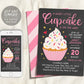 A Little Cupcake is on Her Way Baby Shower Invitation, Editable Cupcake Baby Shower Invite, Electronic Girl Baby Shower Evite, It's a Girl