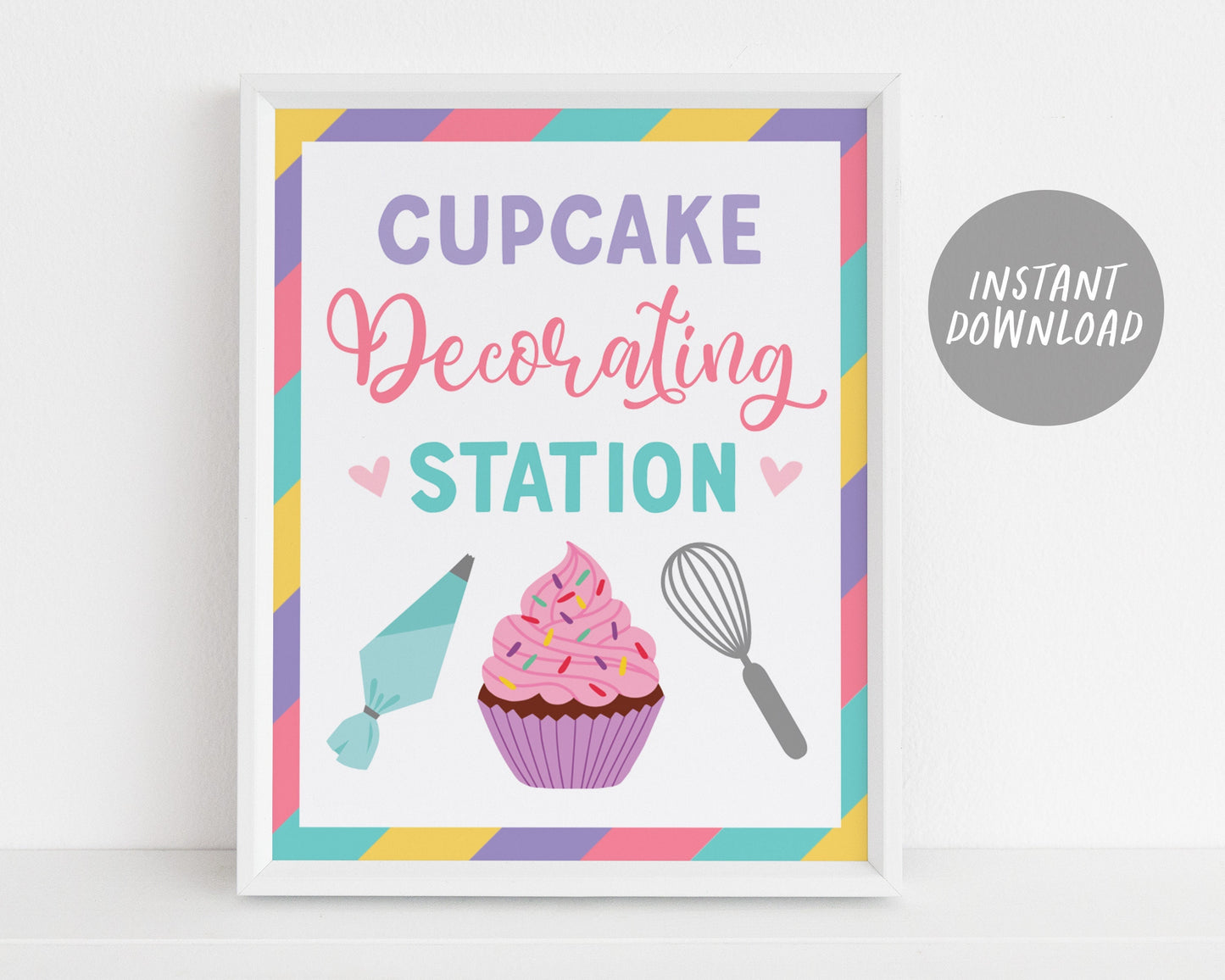 Cupcake Decorating Station Sign Printable, Girl Baking Party Birthday Chalkboard, Cooking Party Sign, Cooking Class Birthday Sign