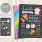 Editable Pizza and Pajamas Party Invitation Template, Kids Birthday Party Invite, Sleepover Party, Girl Teen Tween Printable, PJ Pyjamas