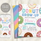 Donut Grow Up Birthday Invitation First Birthday Template, Editable Donut Invitation 1st Birthday Printable, Pink Girl Sweet Birthday