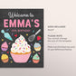 Editable Cupcake Birthday Welcome Sign Template, Girl Baking Party Birthday Chalkboard Welcome Sign Printable, Cooking Party Welcome Sign