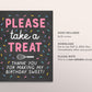 Take A Treat Sign Printable, Cupcake Decorating Birthday Party, Kids Baking Sprinkle Sign, Party Favors Sign, Girl Baking Party Decorations