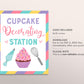 Cupcake Decorating Station Sign Printable, Girl Baking Party Birthday Chalkboard, Cooking Party Sign, Cooking Class Birthday Sign