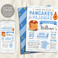 Boy Pancakes and Pajamas Party Birthday Invitation Template, Pancake Party Invite, Slumber Party, Sleepover Birthday Digital Invitation