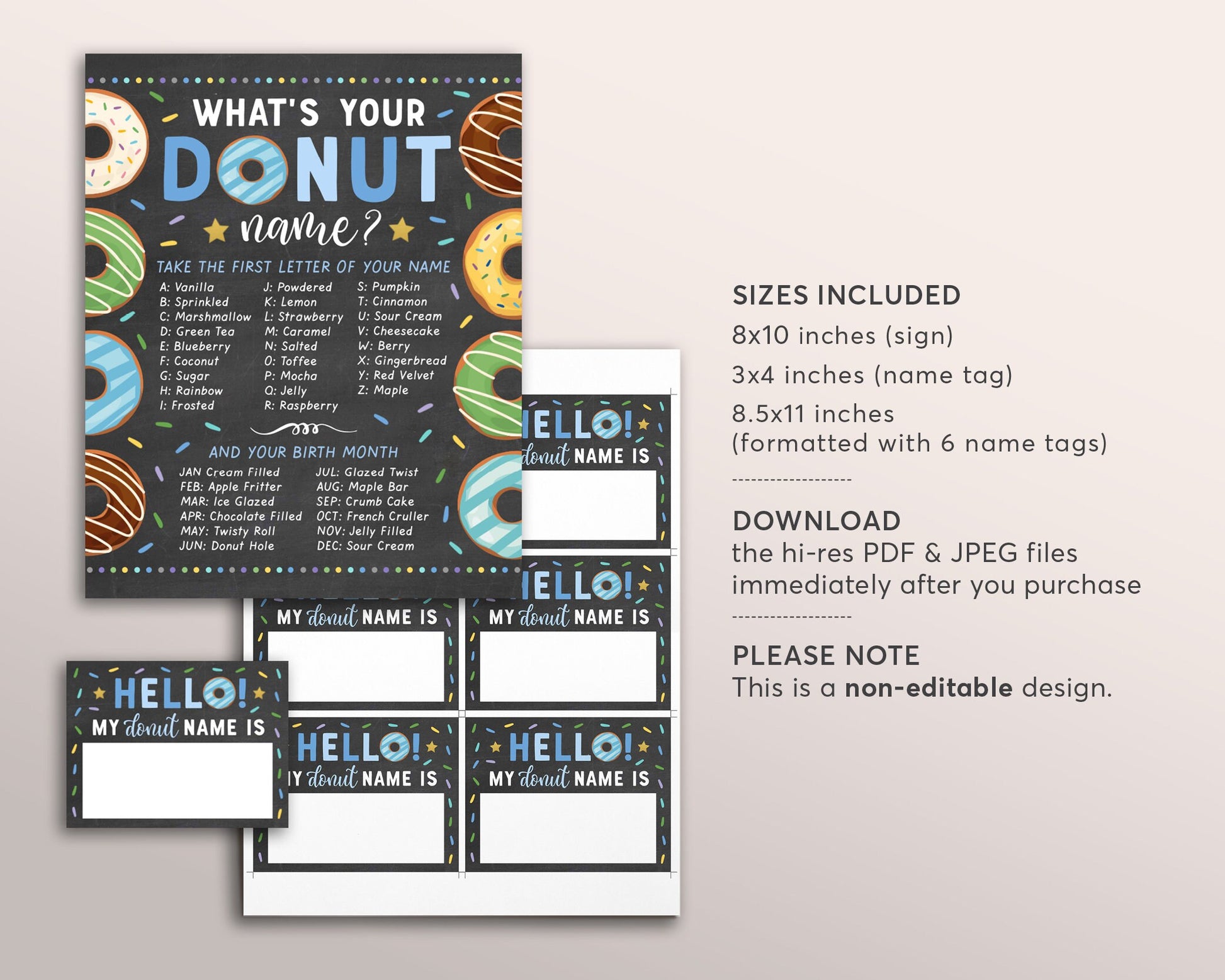 Donut Name Sign Printable Whats Your Donut Name Game Boy -  Sweden