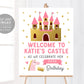 Editable Princess Birthday Welcome Sign Template, Princess Castle Party Sign, Unicorn Yard Lawn Sign, Royal Celebration, Pink and Gold