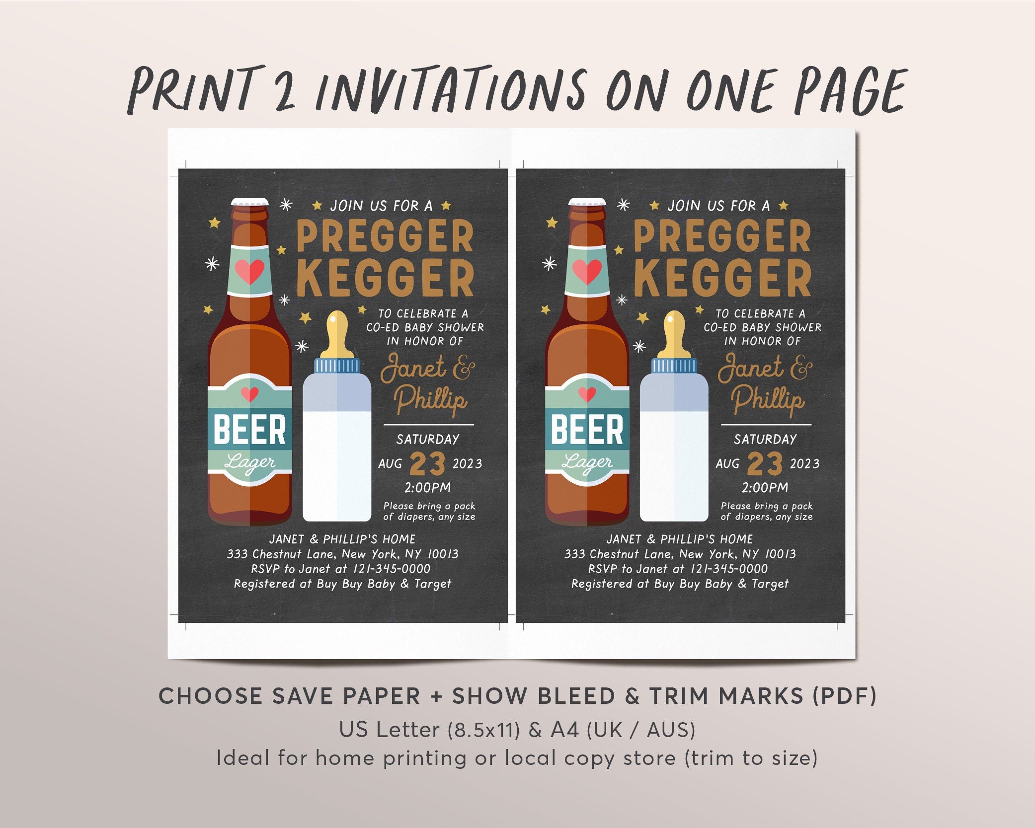 Pregger 2024 kegger invitations