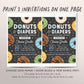 Donuts and Diapers Sprinkle Baby Shower Invitation Template, Editable Donut Baby Sprinkle Invite, Baby Boy, Sprinkled With Love