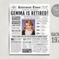 Editable Retirement Gift for Administrative Assistant Template, Retirement Gifts For Architect, Retirement Sign, Newspaper Back in 1973
