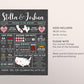 Editable Chalkboard Unique Wedding Program Infographic Sign Template, Wedding Welcome Poster, Wedding Fun Facts, Love Story Timeline